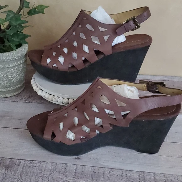 Nine west leather wedge sandal - Picture 3 of 8